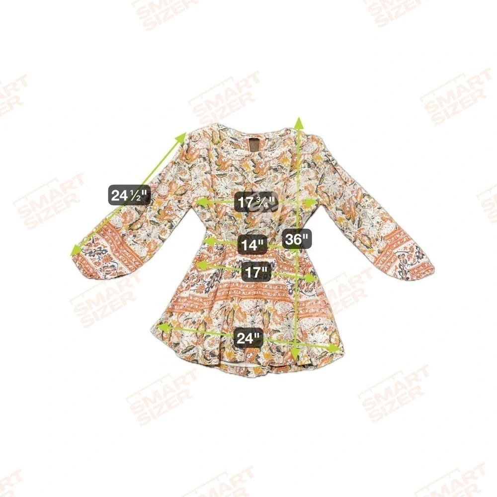 Free People Women's Orange Yellow Floral Cut Out Back Mini Dress Size Medium